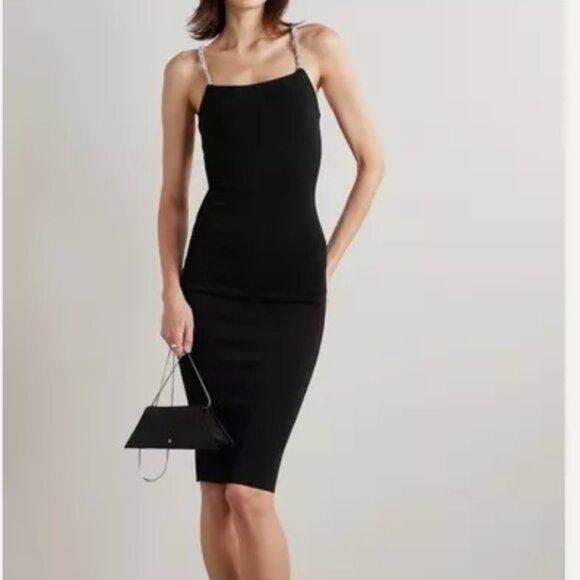 Camila Coelho Braided Jeweled Rhinestone Straps Black Midi Dress Size Small - Picture 1 of 15